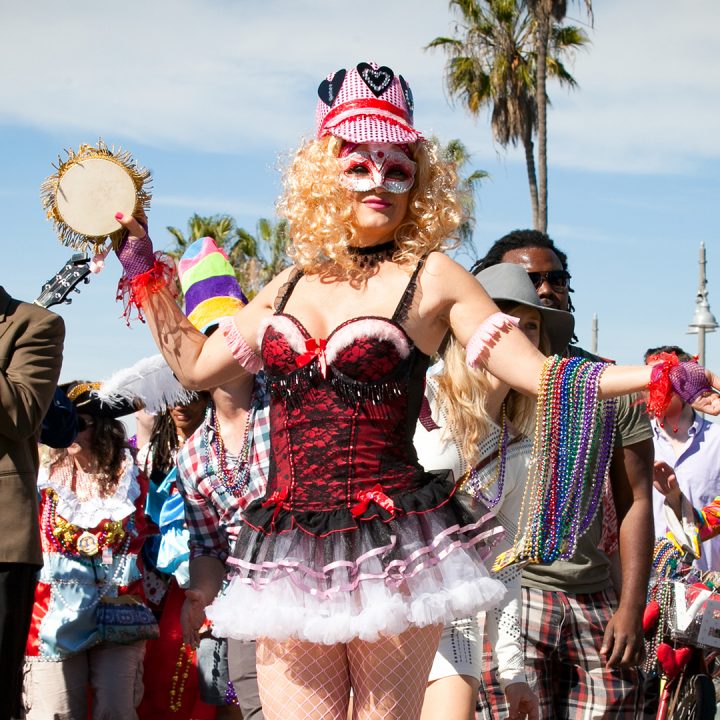 Woman in a Costume on Venice Boardwalk