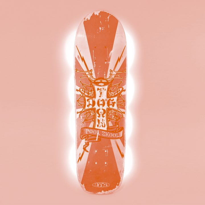 custom in room skateboards by Jerry Carrera with orange duotone